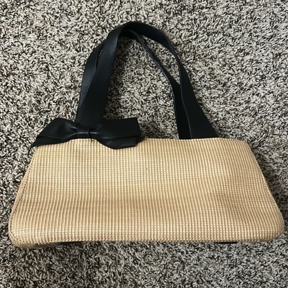 Preston & York Straw Top Handle Bag with Black Bow | Coastal Chic - Picture 3 of 9